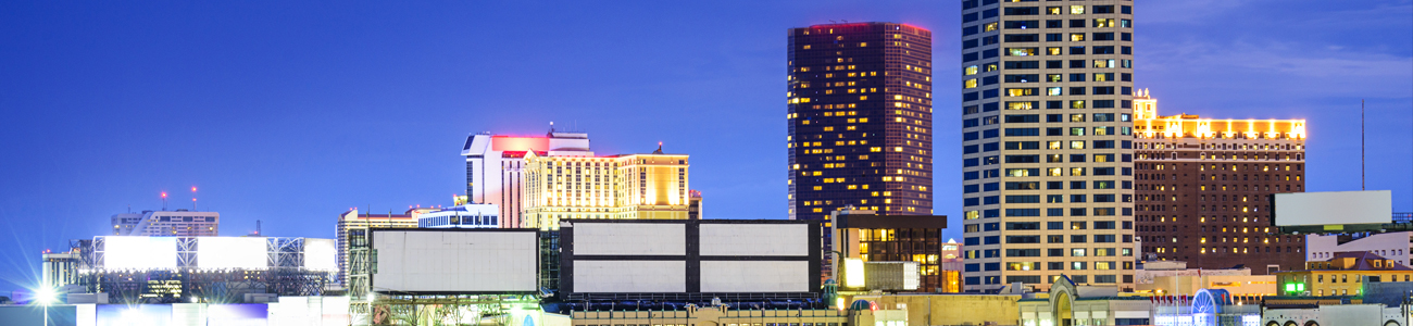 Atlantic City skyline view at night